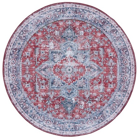 Safavieh 6 x 6 ft. Tucson Traditional Power Loomed Round Rug; Red & Navy TSN101S-6R